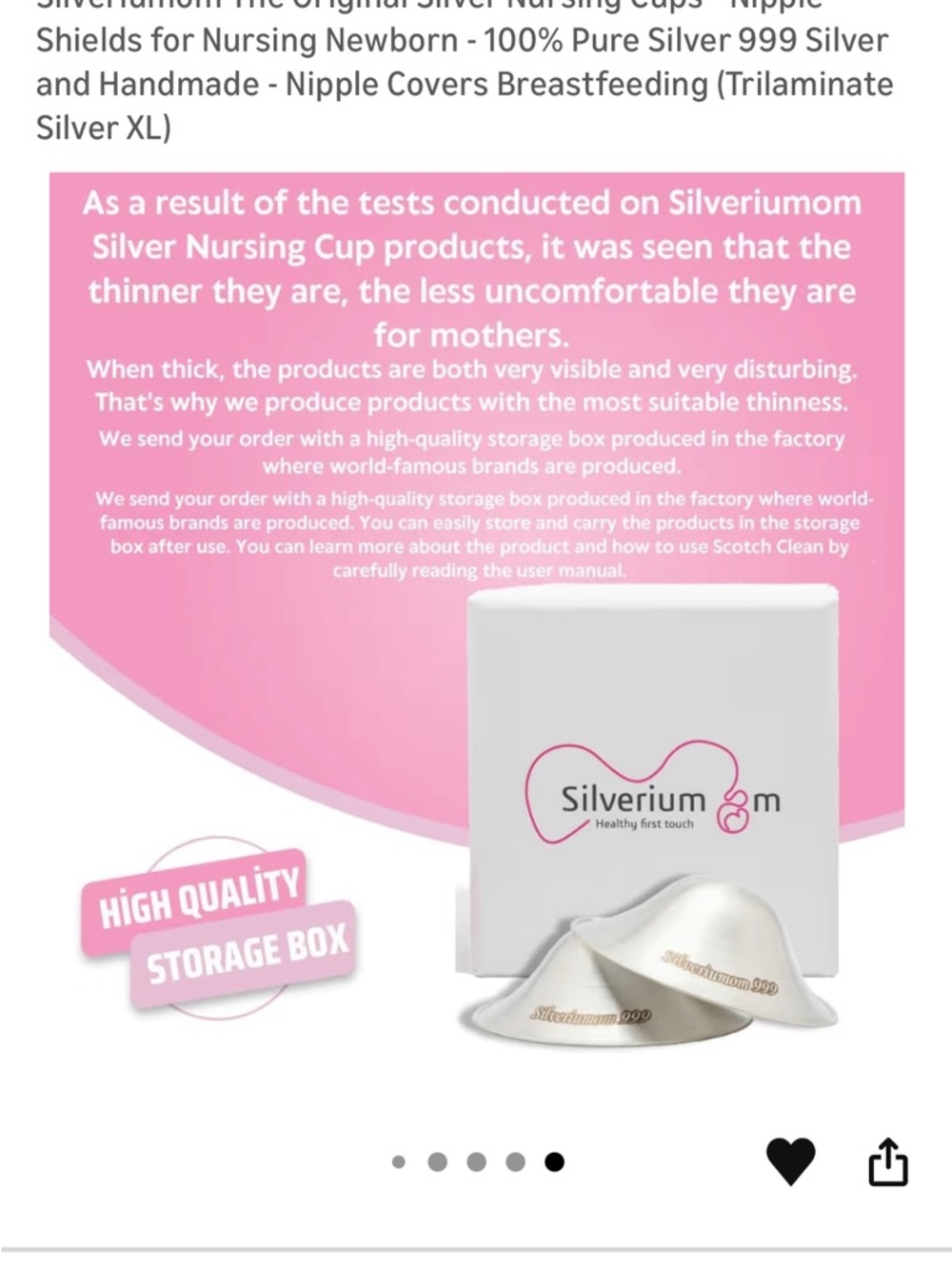 Silveriumom The Original Silver Nursing Cups - Nipple Shields for Nursing XL - Picture 9 of 9